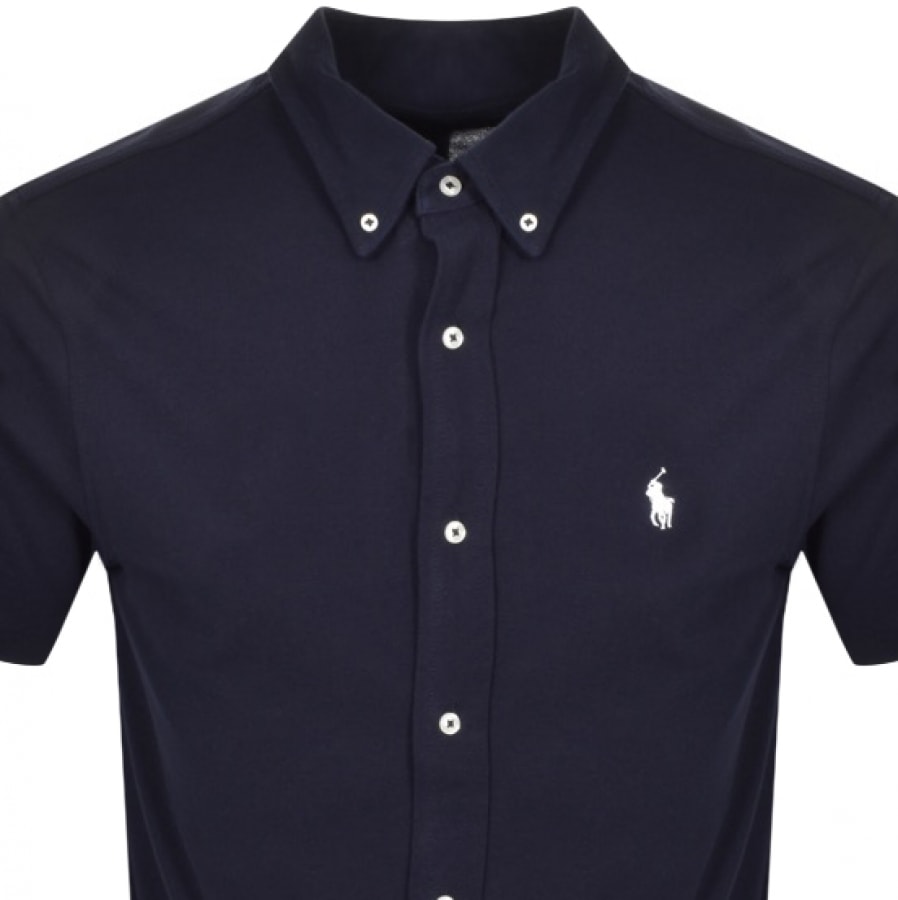 Alternative Image for ProductRalph Lauren Pique Short Sleeve Shirt Navy2